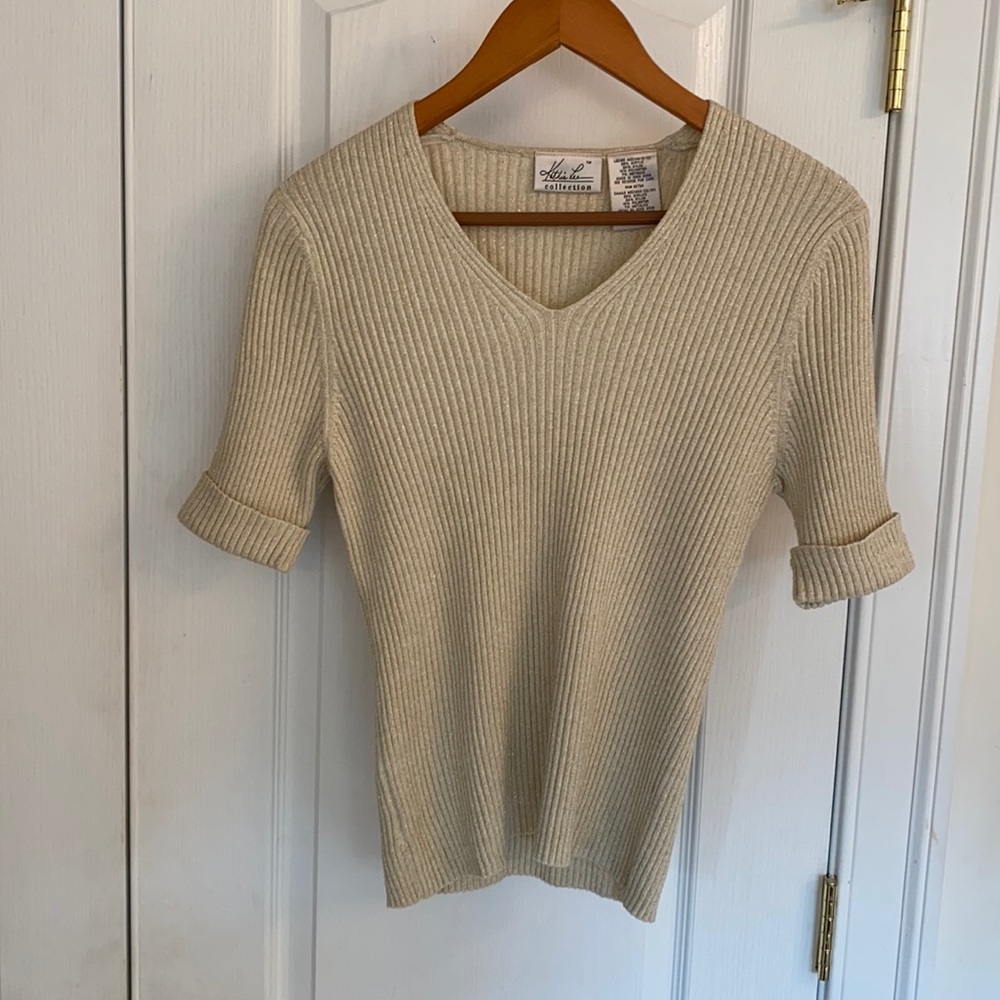 V-Neck Slipover short sleeve sweater